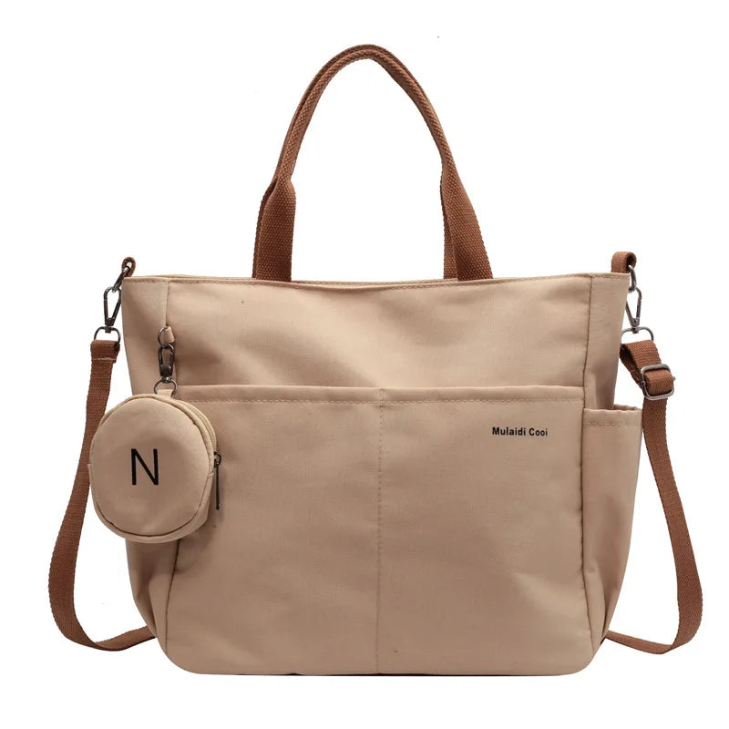 Large Canvas Tote Bag for Women with Mini Coin Purse