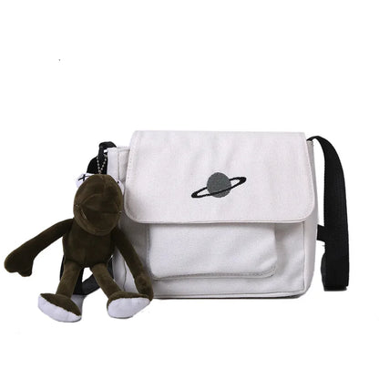 Solid Color Small Canvas Bag Bags Women Messenger Youth Famale Large Capacity Shoulder Cross Ladies