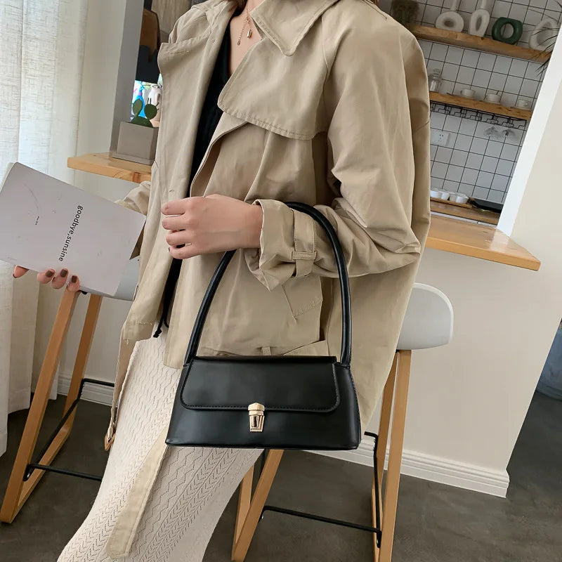 Women's Leather Shoulder Bag – Soft Faux Leather Clutch Handbag