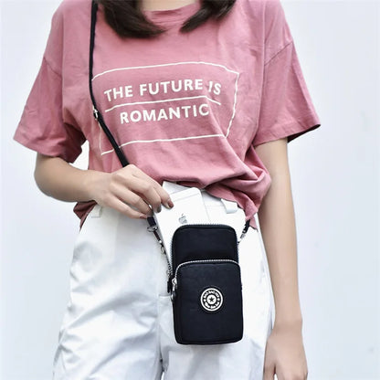 Multi Pattern Printed Crossbody Phone Bag Lightweight Nylon Purse Adjustable Strap Mini Shoulder
