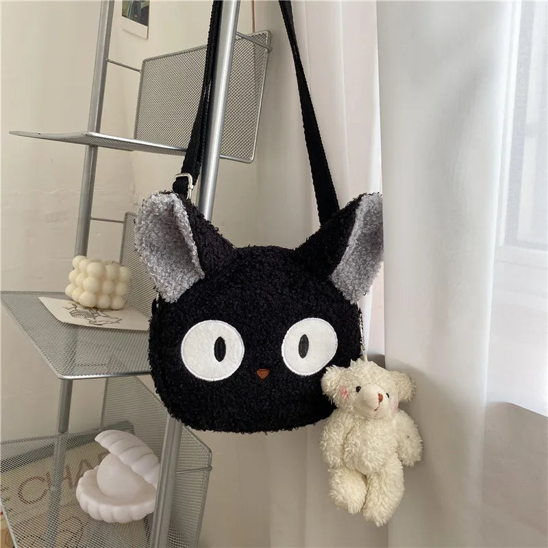 Cute Plush Bear Crossbody Bag – Soft Fluffy Purse with Bear Charm