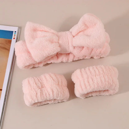 Coral Fleece Spa Headband & Wristband Skincare Set