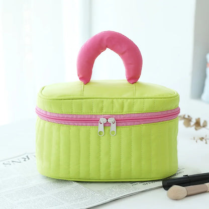 Vertical Stripe Color-Blocking Cosmetic Bag Large-Capacity Waterproof Polyester Storage Bag