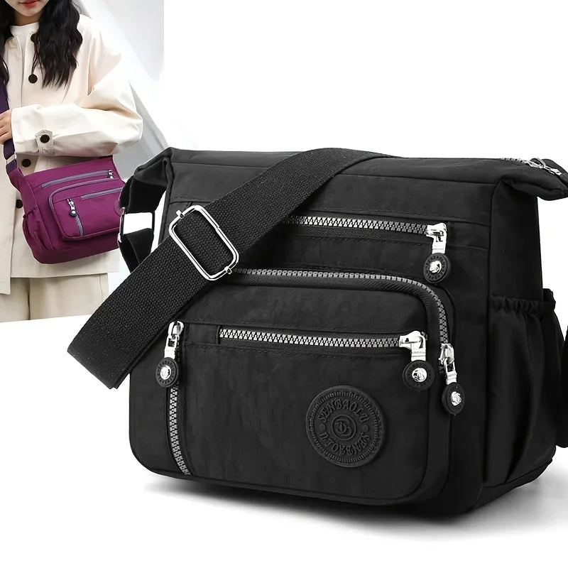 Waterproof Nylon Crossbody Bag with Multiple Pockets for Women