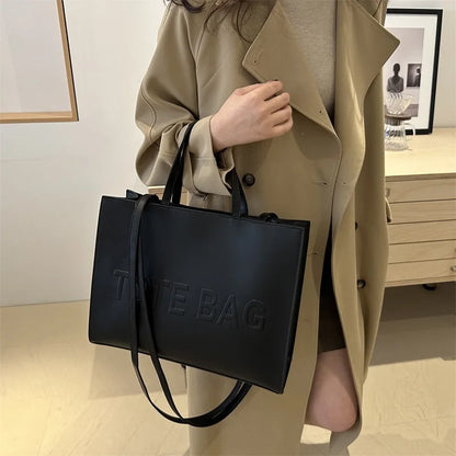 Large Capacity Leather Tote Bag – Vintage Shoulder & Crossbody Handbag