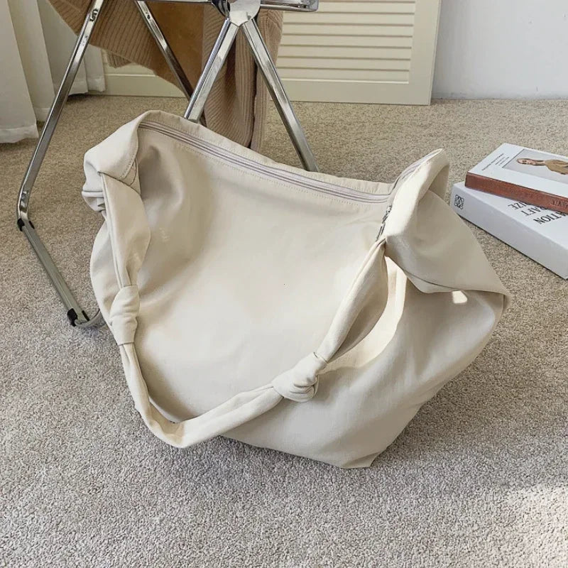 Canvas Totes Bags Women Casual Wild Ladies Handbags Solid Color Shoulder Bag Simple Female Messenger