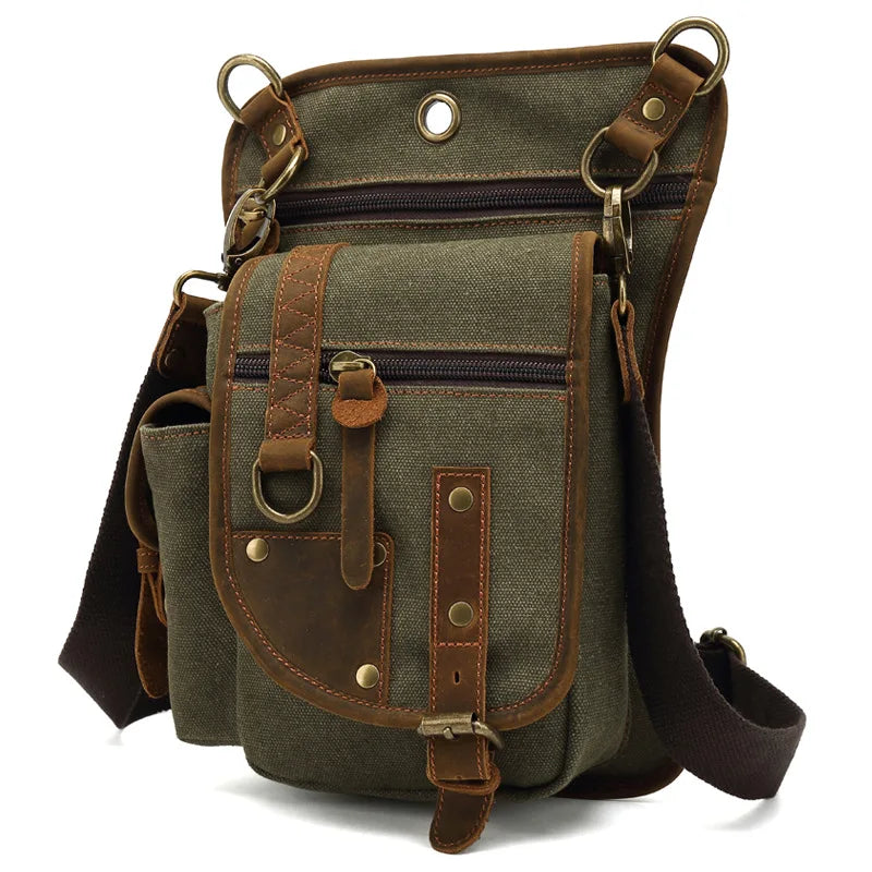 Outdoor Cycling Leg Bag Men Durable Canvas Casual Single-Shoulder Crossbody Bag Waist