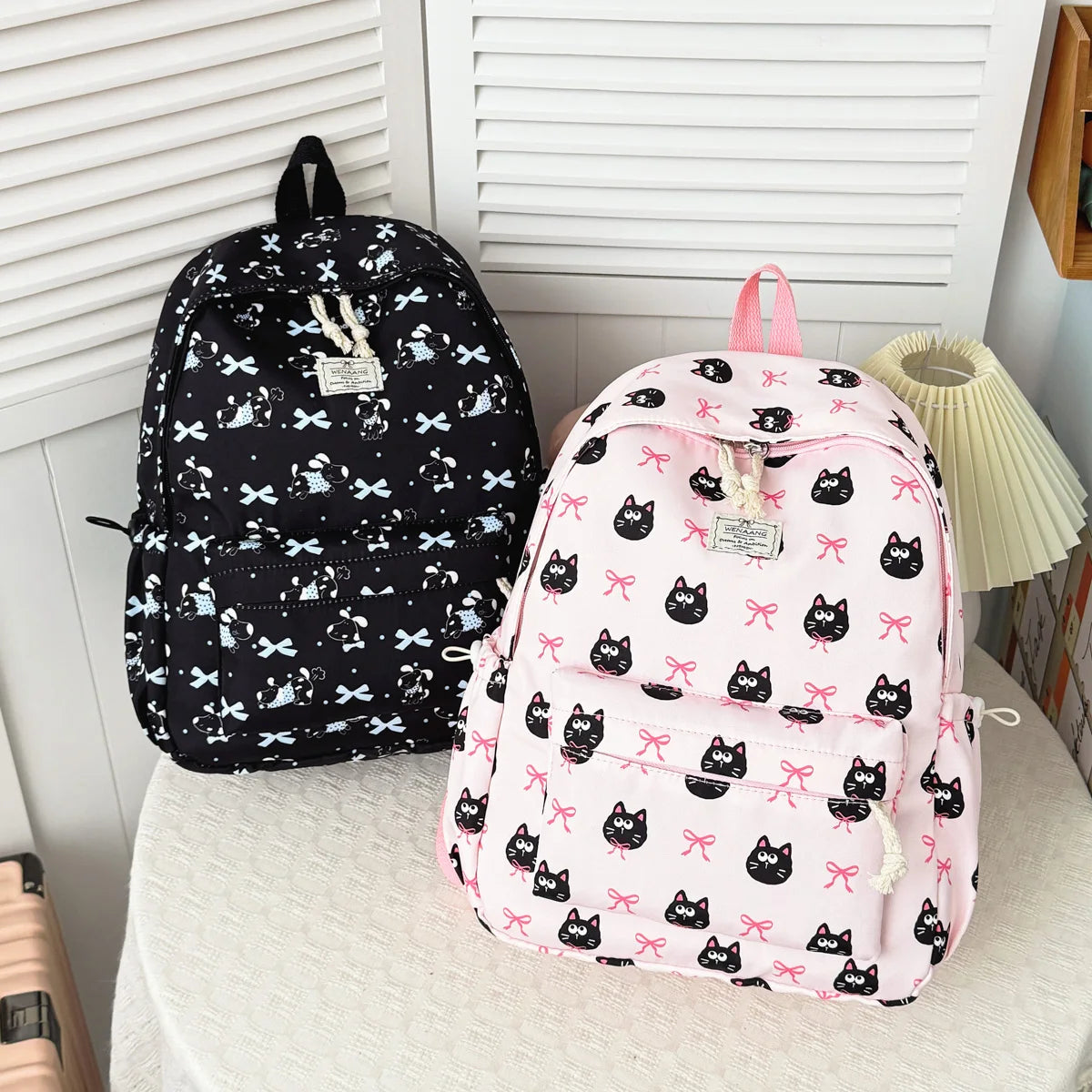 Exquisite Cute Cartoon Animal Printed Backpack Nylon Lightweight Large Capacity Casual Campus