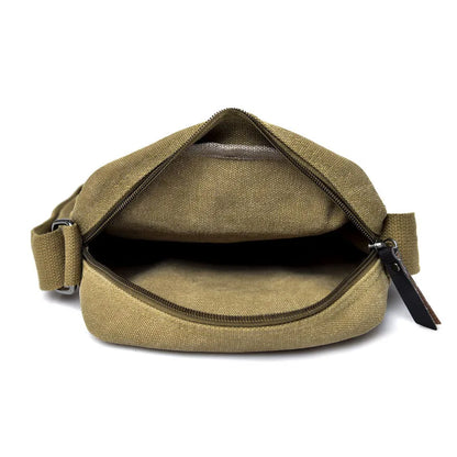 Men S Casual Crossbody Bag Wear-Resistant Canvas Shoulder Bag Large-Capacity Outdoor