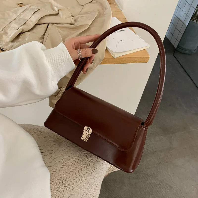 Women's Leather Shoulder Bag – Soft Faux Leather Clutch Handbag
