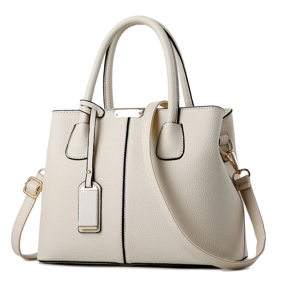 Large Capacity PU Leather Tote Handbag with Crossbody Strap