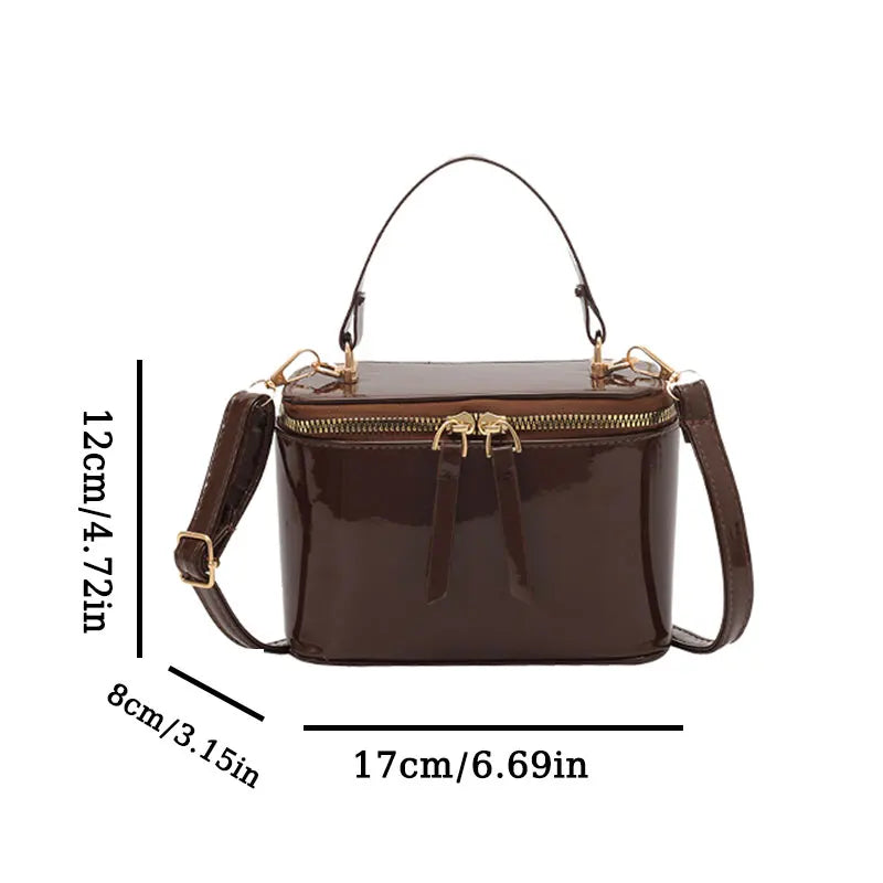 Fashionable Retro Women Shoulder Bags Solid Color Pu Strap Large Capacity Internal Pocket Waterproof