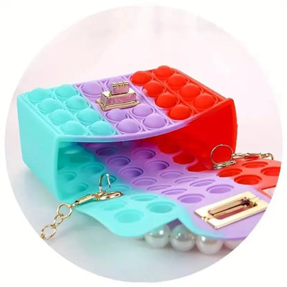 Silicone Love Bubble Jelly Bag Popper Pressure Relieving Purse Cute Chain Crossbody Bag
