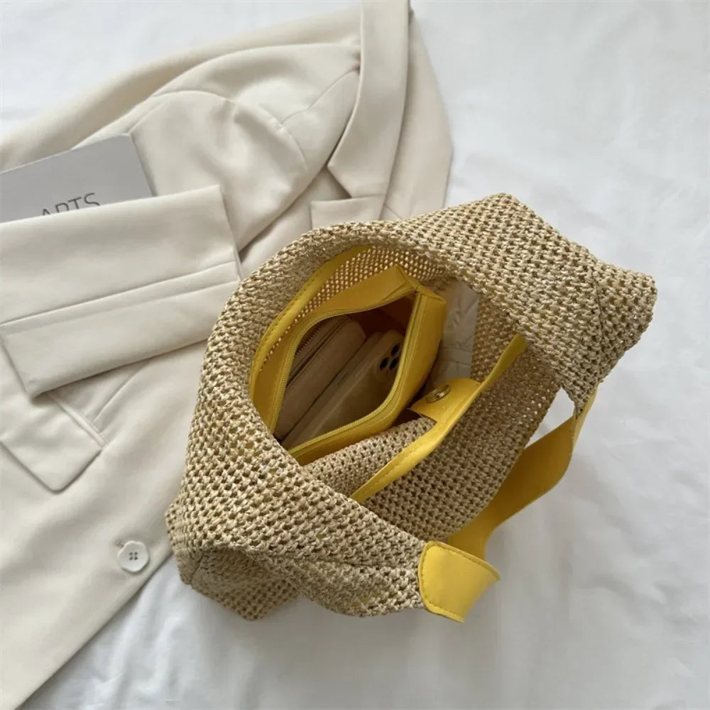 Casual Beach Summer Popular Woven Mother-In-Law Bag Fashionable One-Shoulder Seaside Travel Straw