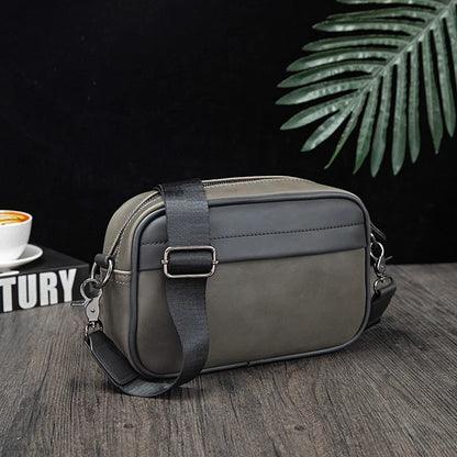 Street Men S Cross-Body Bag Pu Leather Retro Solid Color Shoulder Small Backpack Casual Phone