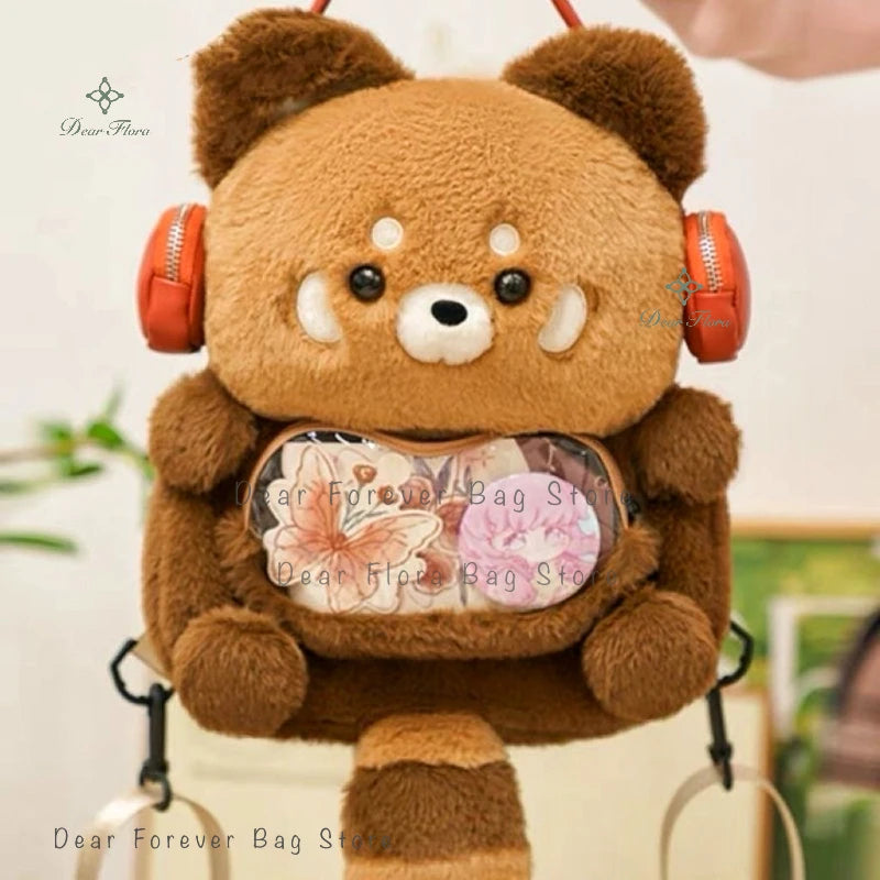 Cute Plush Red Panda Backpack for Women & Girls