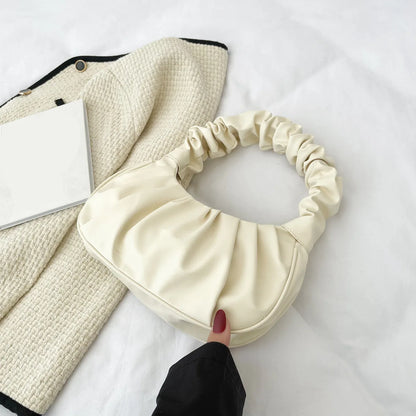 Homefish Pleated Pu Cloud Handlebags Women Leisure Armpit Shoulder Bags Dumpling Handbag Female