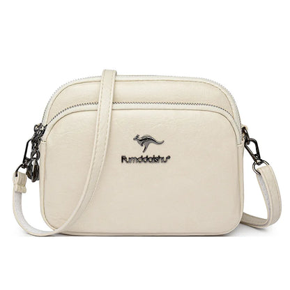 Faux Leather Crossbody Bag for Women – Multi-Zip Shoulder Purse