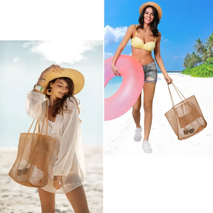 Lightweight Mesh Large Capacity Tote Bag Breathable Openwork Women Shoulder Purse