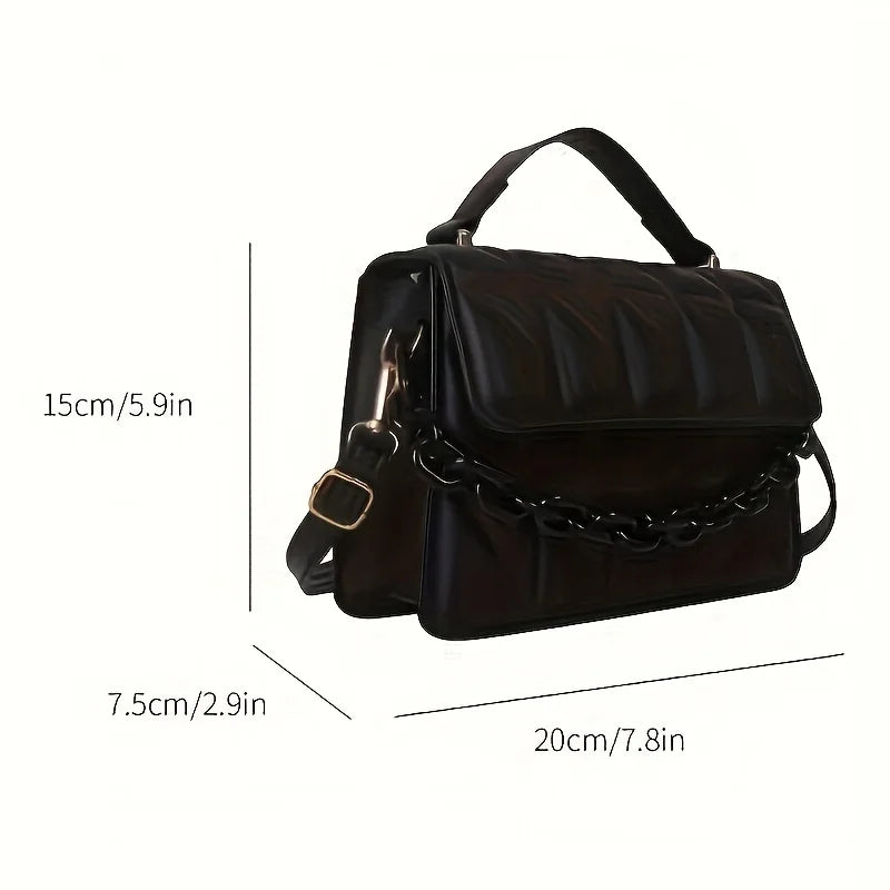 Quilted Diamond Crossbody Bag with Chain & Shoulder Strap