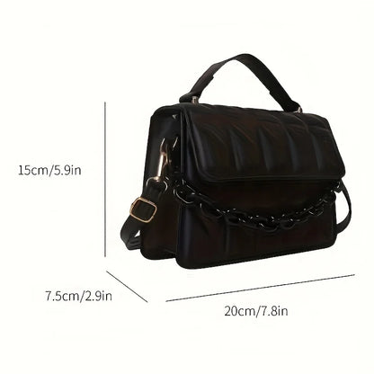 Quilted Diamond Crossbody Bag with Chain & Shoulder Strap