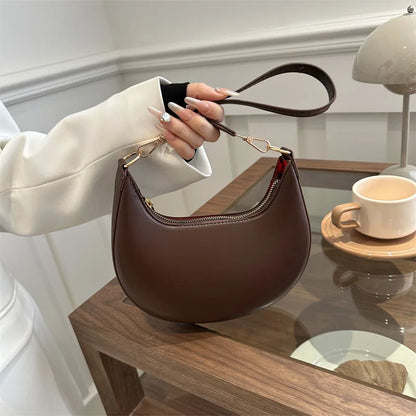 PU Leather Crescent Shoulder Bag for Women