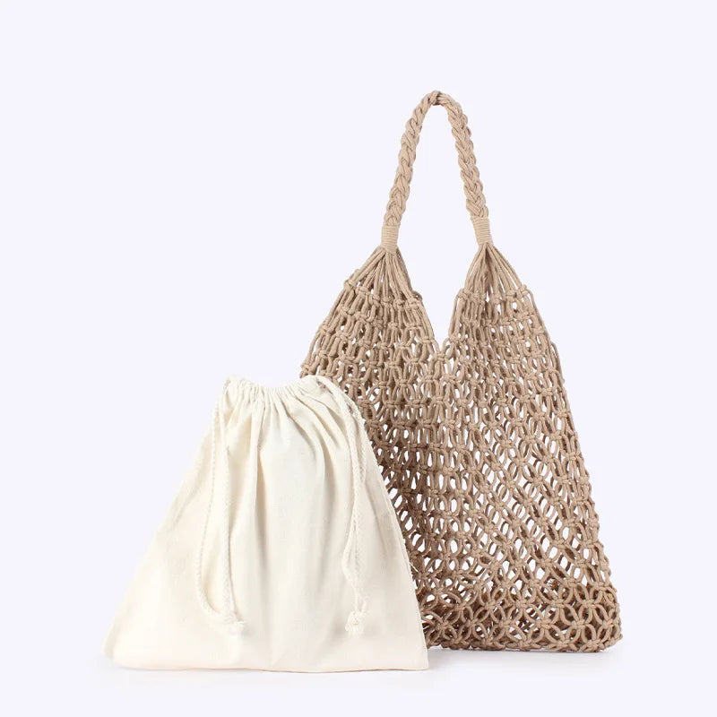 Crochet Bags Women Summer Beach Tote Bag Raffia Aesthetic Totes Straw Handbag Bohemian Boho Woven