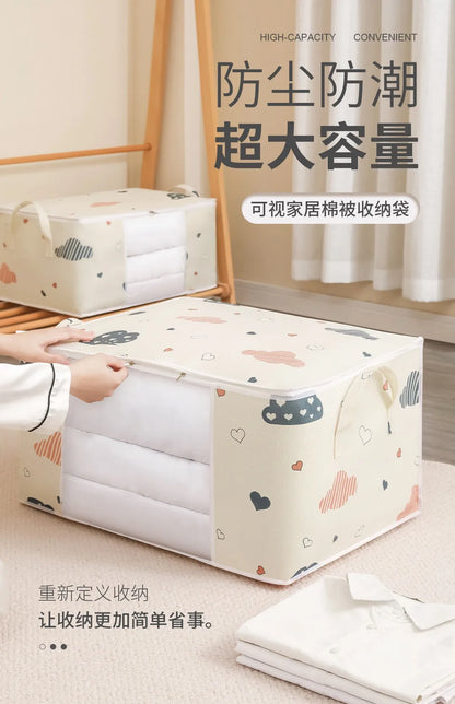 Homefish Large Capacity Foldable Clothes Storage Bag Reinforced Handle Sturdy Zipper Blankets