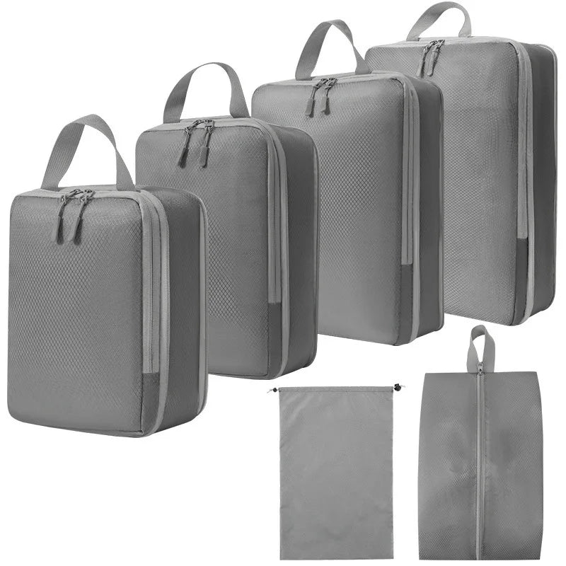 Homefish 6 Pcs Set Packing Cubes Compressible Travel Storage Bags Waterproof Portable Suitcase