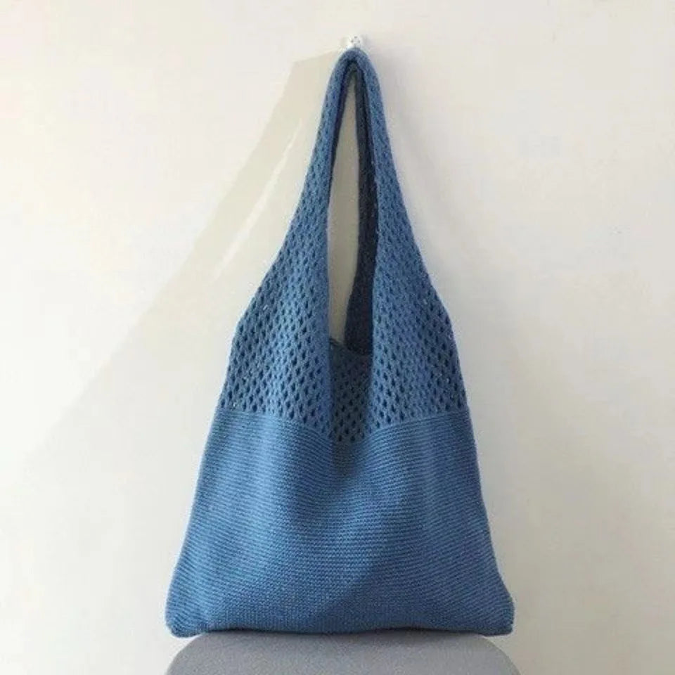 Bohemian Knit Tote Bag for Women – Openwork Beach Shoulder Bag