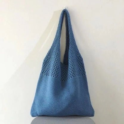 Bohemian Knit Tote Bag for Women – Openwork Beach Shoulder Bag
