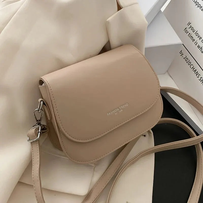 Women S Crossbody Bag Solid Color Fashionable Flipped Retro Casual Simple