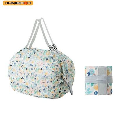 Homefish Foldable Large Eco Shopping Bag Cat Lemon Print Reusable Shoulder Bag Groceries Beach Toy