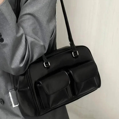 Vintage Women Business Shoulder Bags Simple Ladies Commute Tote Bag Pu Leather Female Underarm