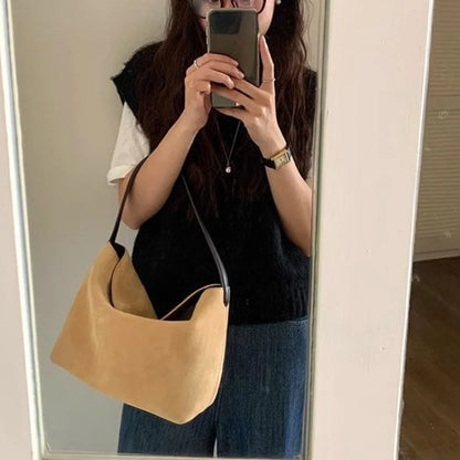 Retro Suede Shoulder Bag – Women's Casual Handbag