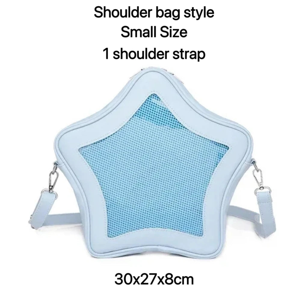 Star-Shaped Ita Bag – Kawaii Transparent Shoulder Bag for Badge Display