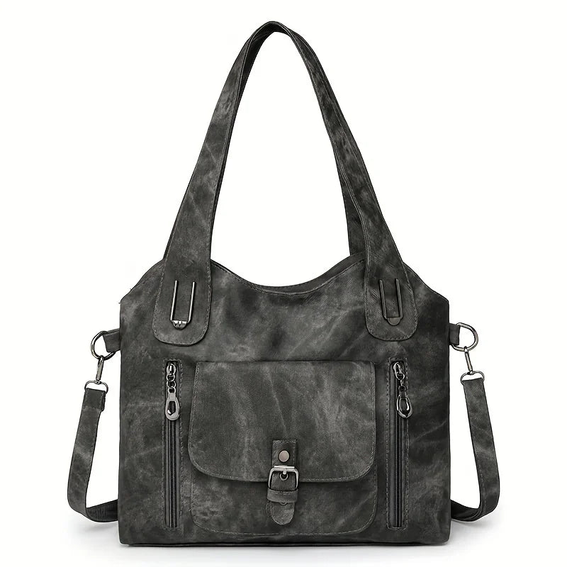 Retro Vegan Leather Women's Shoulder Tote Bag