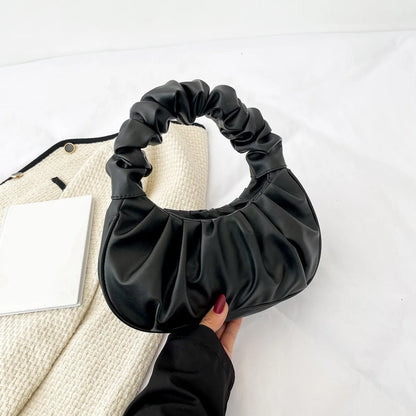 Homefish Pleated Pu Cloud Handlebags Women Leisure Armpit Shoulder Bags Dumpling Handbag Female