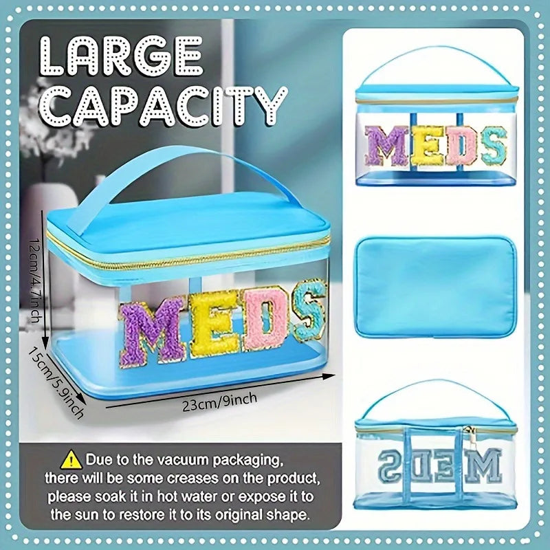 Embroidered Storage Bag Pvc Transparent Letter Makeup Bag Large-Capacity Makeup Bag