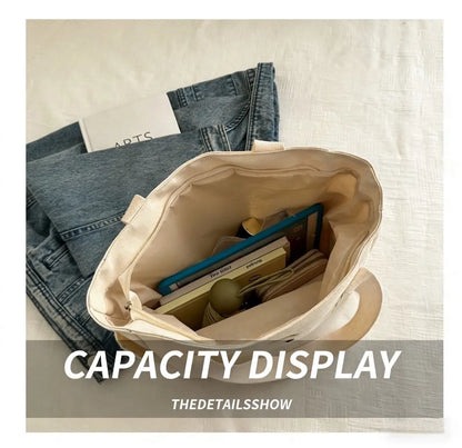 Homefish Capacity Canvas Tote Bags Work Commuting Carrying Bag College Style Student Outfit Book