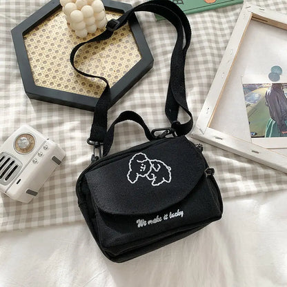 Cute Canvas Crossbody Bag – Small Cartoon Shoulder Bag for Teen Girls