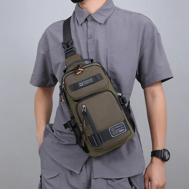 Men's Oxford Sling Chest Bag – Multi-Pocket Crossbody