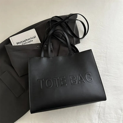 PU Leather Tote Bag – Vintage Embossed Shoulder & Crossbody Bag