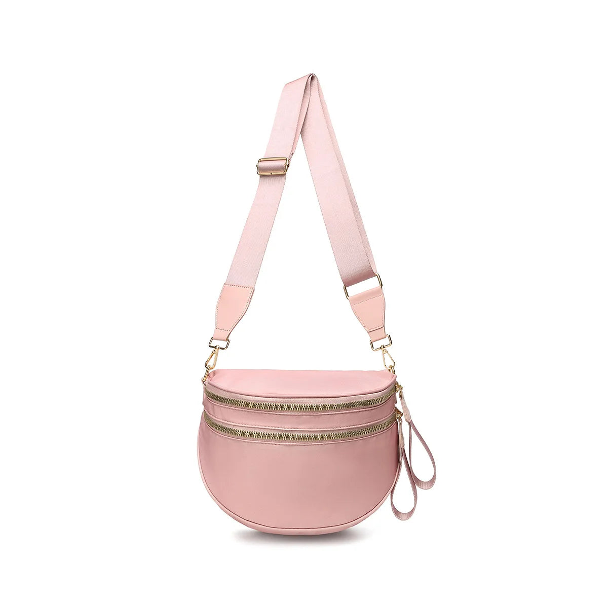 Checkered Saddle Crossbody Bag – Dual Zipper Shoulder & Waist Pack for Women