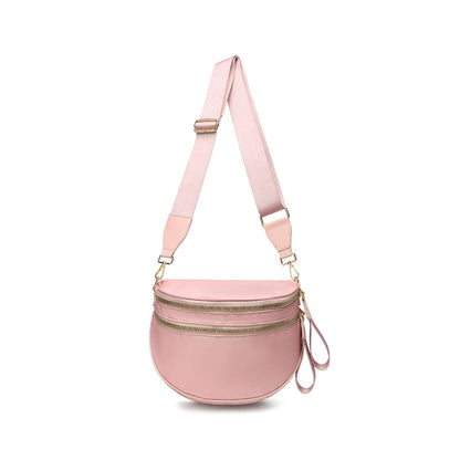 Checkered Saddle Crossbody Bag – Dual Zipper Shoulder & Waist Pack for Women