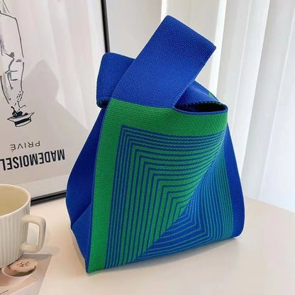 Graphic Knit Wrist Bag Mini Tote for Women