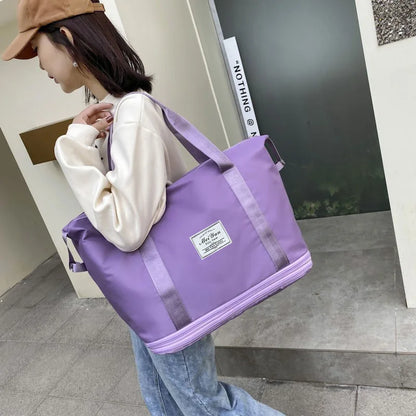 Double Extended Large Capacity Travel Bag Dry Wet Separation Lightweight Storage Student Luggage