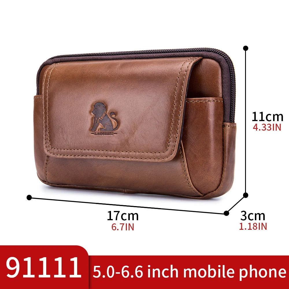 Genuine Leather Men S Waist Bag Cowhide Multifunctional Phone Bag