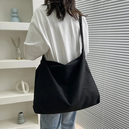 Large Canvas Shoulder Bag with Adjustable Strap
