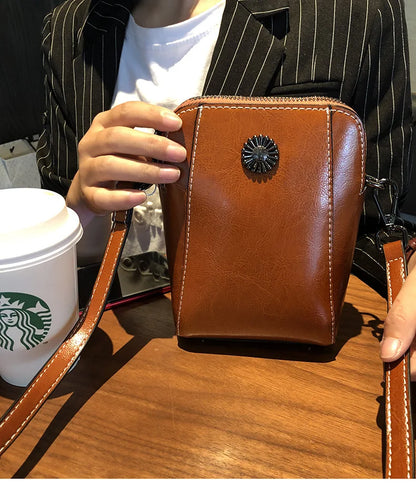 Vertical Square Spliced Commuting Single-Shoulder Bag Women